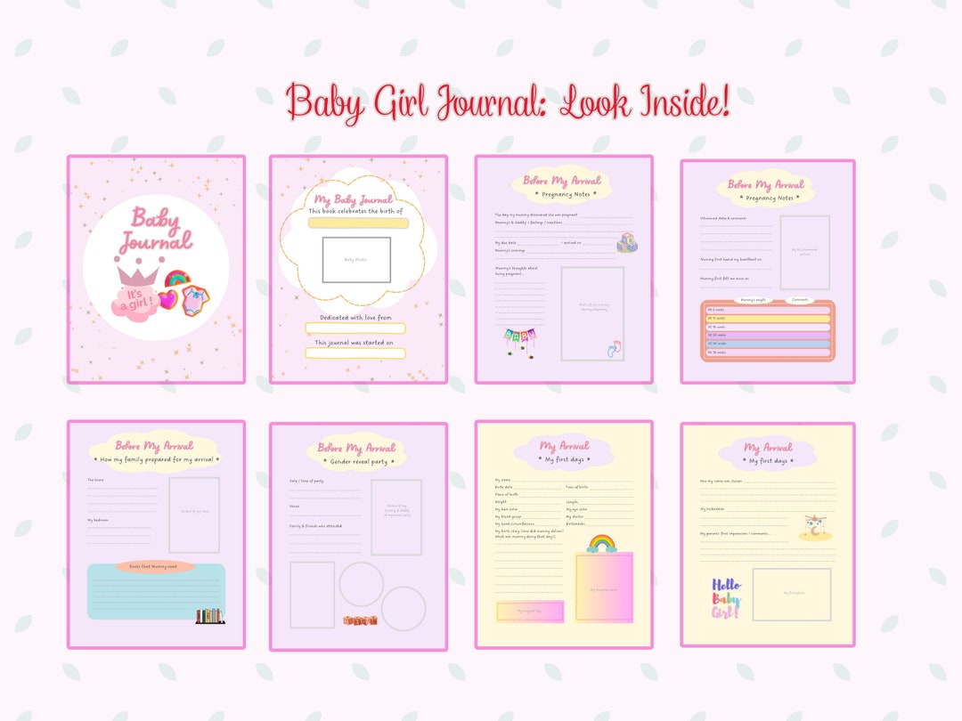 Baby Girl Journal Pink Printable Baby Journal 30 Pages Baby Etsy
