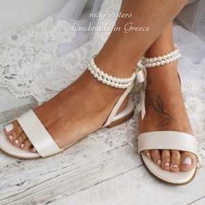 Wedding sandals/ bridal shoes/ pearl sandals/ handmade sandals/ ivory bridal shoes/ beach wedding sandals/ wedding shoes/ '' NOA"