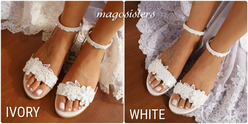 Wedding sandals/ bridal shoes/ leather sandals/ handmade sandals/ ivory lace shoes/ beach wedding sandals/ wedding shoes/ "NAOMI" image 8