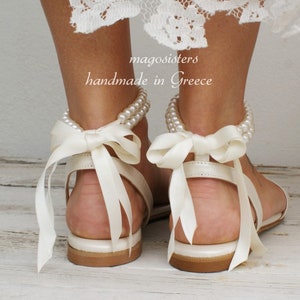 Wedding sandals/ bridal shoes/ pearl sandals/ handmade sandals/ ivory bridal shoes/ beach wedding sandals/ wedding shoes/ '' NOA image 3