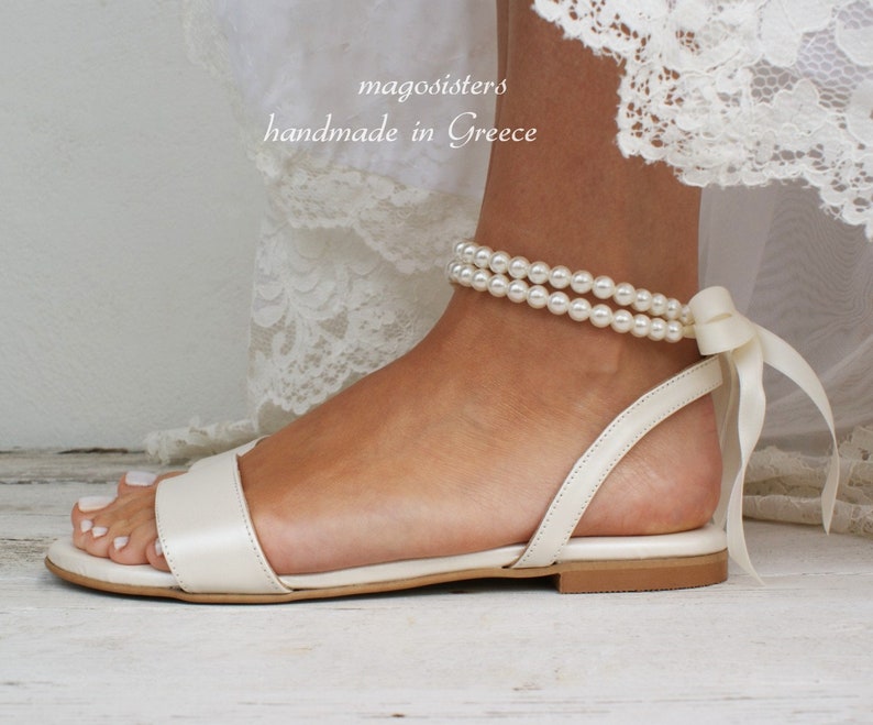 Wedding sandals/ bridal shoes/ pearl sandals/ handmade sandals/ ivory bridal shoes/ beach wedding sandals/ wedding shoes/ '' NOA image 7