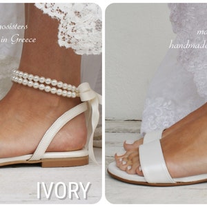 Wedding sandals/ bridal shoes/ pearl sandals/ handmade sandals/ ivory bridal shoes/ beach wedding sandals/ wedding shoes/ '' NOA image 9