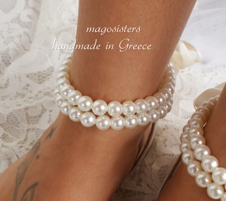 Wedding sandals/ bridal shoes/ pearl sandals/ handmade sandals/ ivory bridal shoes/ beach wedding sandals/ wedding shoes/ '' NOA image 2