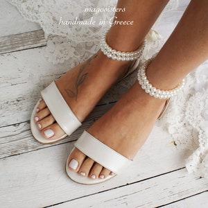 Wedding sandals/ bridal shoes/ pearl sandals/ handmade sandals/ ivory bridal shoes/ beach wedding sandals/ wedding shoes/ '' NOA image 4