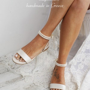 Wedding sandals/ bridal shoes/ pearl sandals/ handmade sandals/ ivory bridal shoes/ beach wedding sandals/ wedding shoes/ '' NOA image 5
