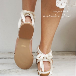 Wedding sandals/ bridal shoes/ pearl sandals/ handmade sandals/ ivory bridal shoes/ beach wedding sandals/ wedding shoes/ '' NOA image 6