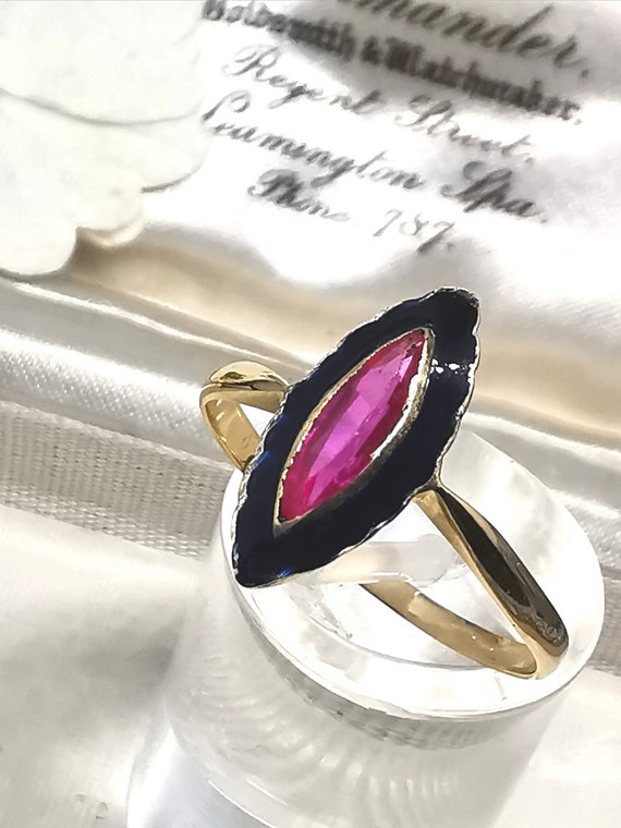 Victorian, 18ct, Gold Ring. Vintage Marquise Ruby… - image 2