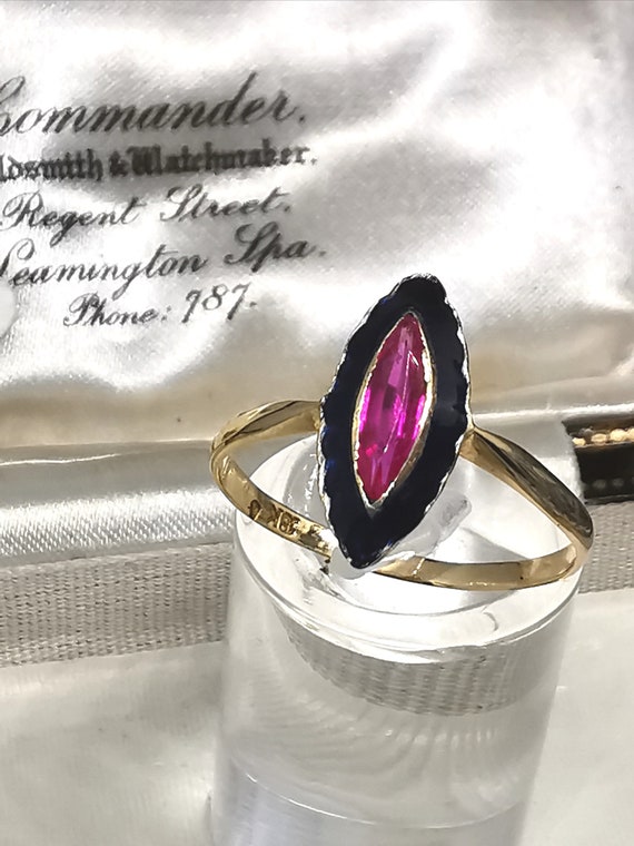 Victorian, 18ct, Gold Ring. Vintage Marquise Ruby… - image 6