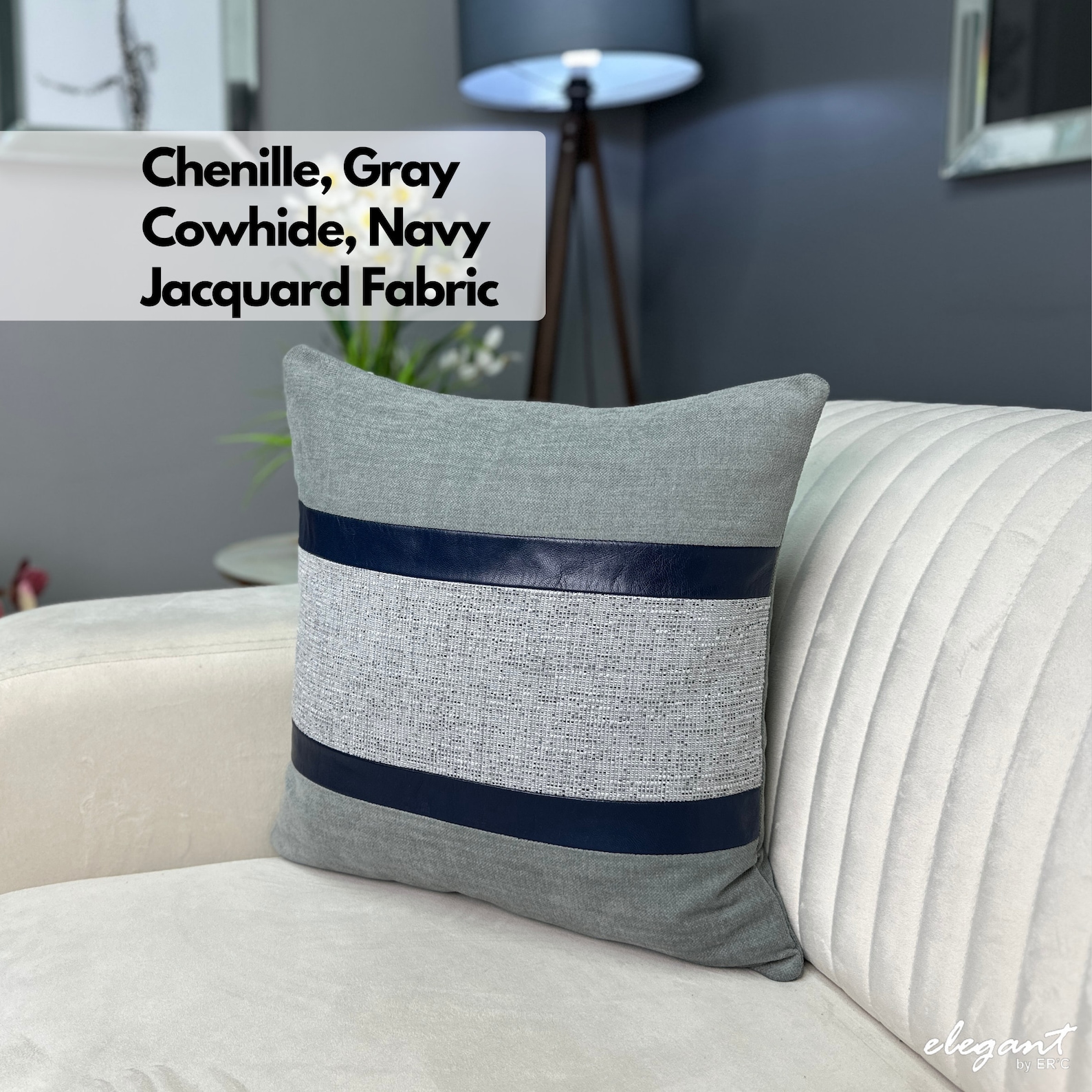 Blue and Gray Decorative Pillows, Accent Pillows Navy Blue, Blue and