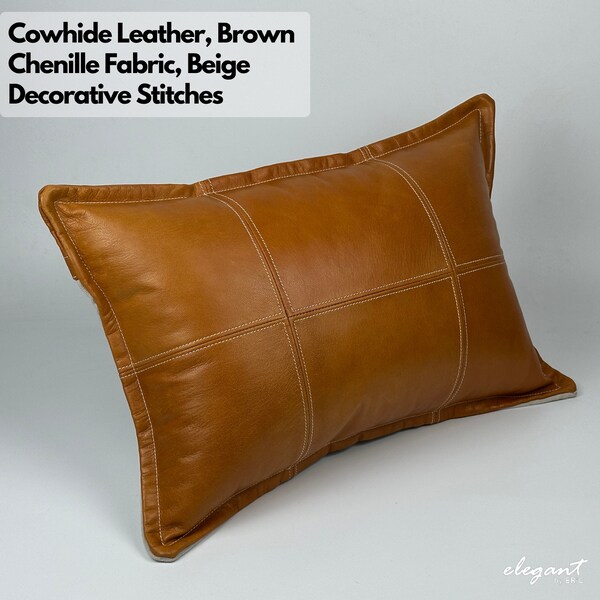 Camel Leather Pillow Etsy