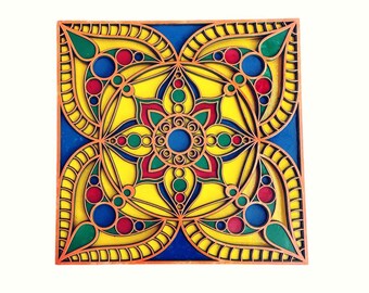 Corte láser / Mandala multicapa / Arte de pared / Listo para CORTAR 6 archivos diferentes / Decoración de pared de madera 3D / Cdr/Dxf/Pdf / Archivos de descarga digital