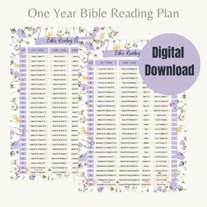 One Year Bible Reading Plan I Bible Tracker I Digital Download I Read the entire Bible in a Year I Formats A4, A5 and US Letter
