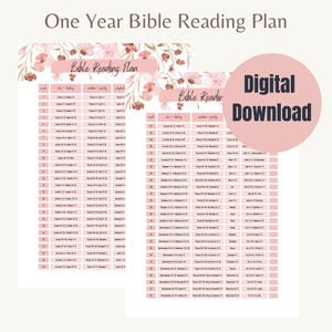One Year Bible Reading Plan I Bible Tracker I Digital Download I Read the entire Bible in a Year I Formats A4, A5 and US Letter