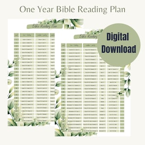 One Year Bible Reading Plan I Bible Tracker I Digital Download I Read the entire Bible in a Year I Formats A4, A5 and US Letter ZIP-file