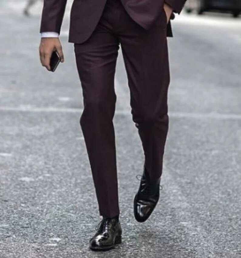 Mensuitstudio Men Suit Wine Color 2 Piece Formal Fashion Etsy
