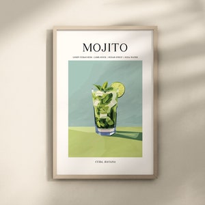 Mojito Decor, Bar Cart Decor, Mojito Decoration, Mojito Wall Art, Watercolor Cocktail Print,Mojito Poster, ,Cocktaile Poster, Alcohol Prints