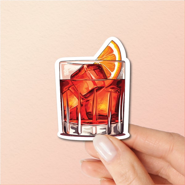 Negroni Sticker, Negroni Art, Negroni Cocktail, Vinyle Stickers, Cocktaile Stickers, Mixology Art Gift, Alcoholic Gift Phone Casing Sticker