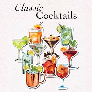 Adesivi per cocktail, adesivi per cocktail famosi, adesivi in vinile, regalo alcolico, adesivo Martini Cocktail, Negroni Aperolspritz, scegli il tuo