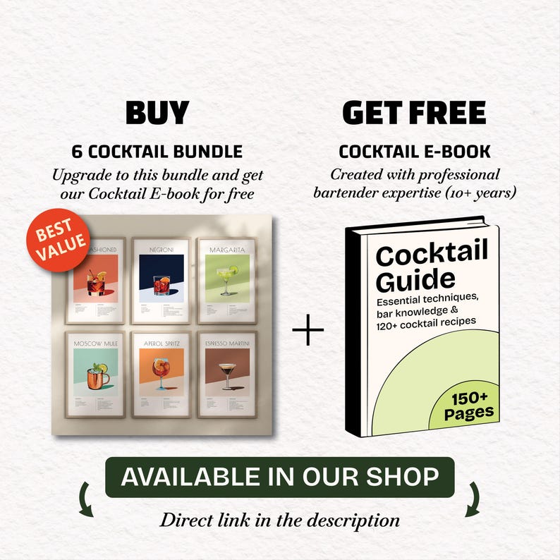 Negroni Cocktail Print, Gin Bar Cart Wall Art, Printable Cocktail Recipe Poster, Home Bar Decor Gift image 2