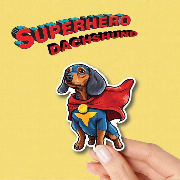 Dachshund Sticker | Superhero Vinyle Stickers Cute-Pet Dackel Hund Artful Sticker Dachshund Dogs Vinylstickers Sausage Dog Waterproof