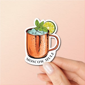 Adesivo Moscow Mule, adesivi in vinile, adesivi per cocktail, regalo artistico di mixologia, regalo alcolico, adesivo per cover del telefono, amante della vodka, drink famoso