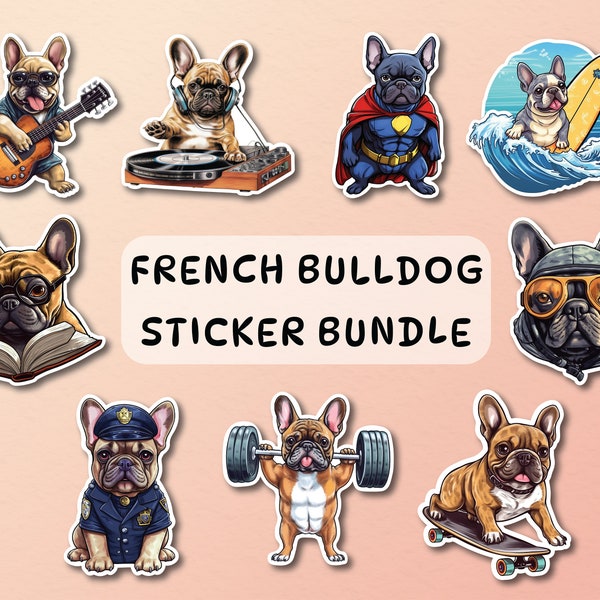 9 French Bulldog Sticker, Vinyle Stickers, Französische Bulldogge, Frenchie Dog, ,Phone Casing Sticker Cute-Pet Sticker Frenchbulldog