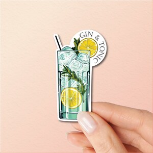Gin Tonic-sticker, Gin & Tonic Art Gintonic-cocktail, vinylstickers, cocktailstickers, mixologiecadeau, alcoholisch cadeau telefoonbehuizingsticker