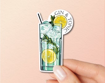 Gin Tonic Sticker, Gin & Tonic Art Gintonic Cocktail,Vinyle Stickers, Cocktaile Stickers, Mixology Gift, Alcoholic Gift Phone Casing Sticker