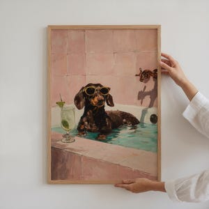 Funny Dachshund Bath Art, Sausage Dog Print for Bathroom,dachshund in ...