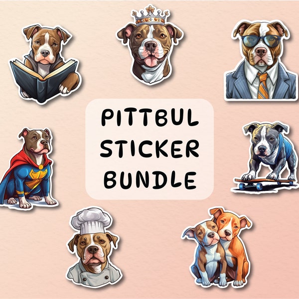 7 Pitbull Stickers Bundle of 7 Vinyle Stickers Cute-Pet Pitbull Hund Artful Sticker Pitbull  Dogs Vinylstickers Pitbul Phone Casing Sticker