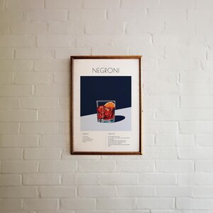 Negroni Cocktail Print, Gin Bar Cart Wall Art, Printable Cocktail Recipe Poster, Home Bar Decor Gift image 9