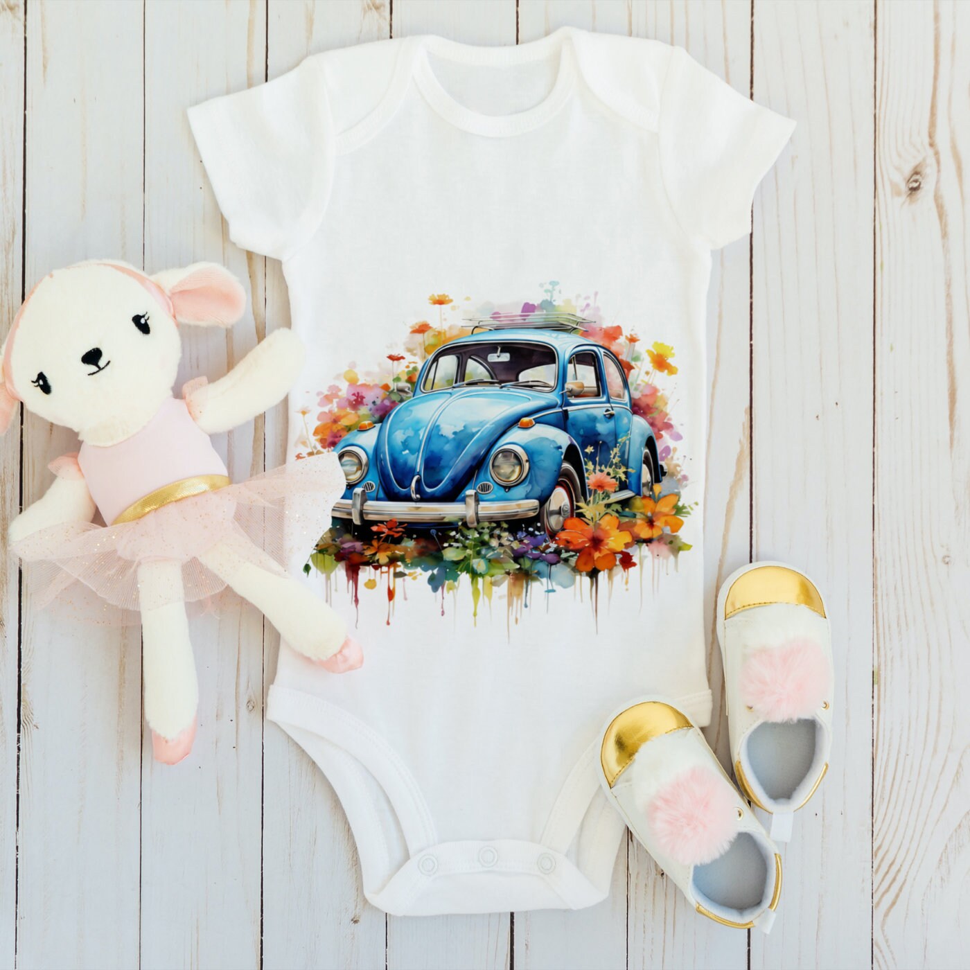 Watercolour Vw Beatle Digital Clipart Etsy