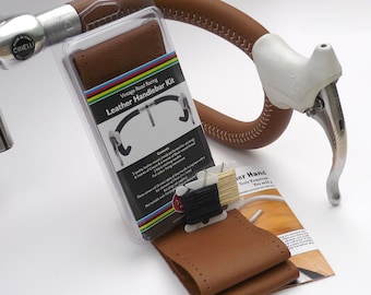 Tan Leather Handlebar Cover Kit: Vintage Racing Bike Restoration