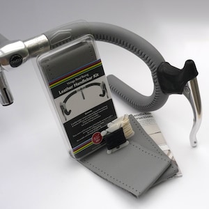 Velobitz Vintage Grey Leather Handlebar Cover Kit, Wax Thread & Needles