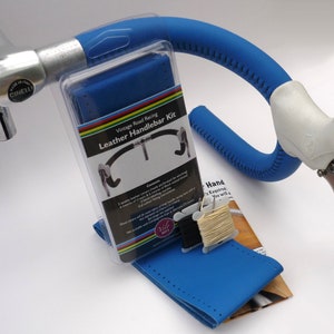 Velobitz Vintage Blue, Leather Handlebar Cover Kit, Wax Thread & Needles