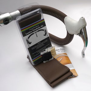Velobitz Vintage Brown Leather Handlebar Cover Kit, Wax Thread & Needles