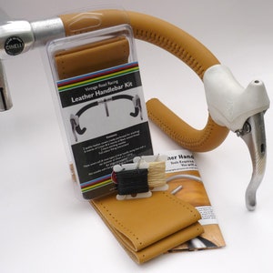 Velobitz Vintage Pale Honey Leather Handlebar Cover Kit, Wax Thread & Needles
