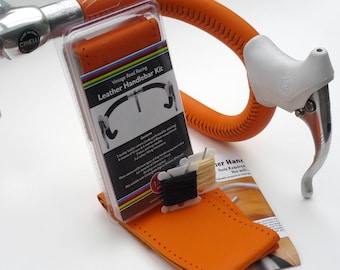 Velobitz Vintage Orange, Molteni, Holdsworth Teams, Leather Handlebar Cover Kit, Wax Thread & Needles