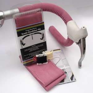 Velobitz Vintage Pink Soft Suede Handlebar Cover Kit, Wax Thread & Needles