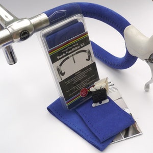 Velobitz Vintage Blue Soft Suede Handlebar Cover Kit, Wax Thread & Needles