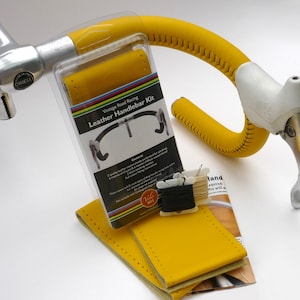 Velobitz Vintage Yellow Leather Handlebar Cover Kit, Wax Thread & Needles