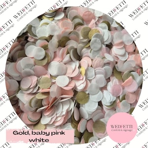 Confeti de boda de papel biodegradable - Dorado, rosa, blanco