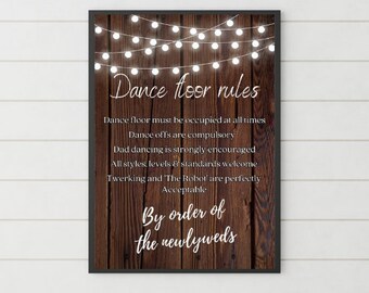 Dancefloor rules sign (framed) A4