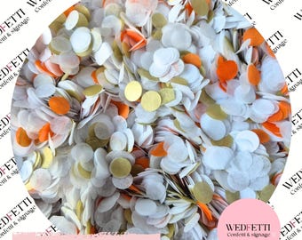 Biodegradable paper wedding Confetti - Orange White Gold