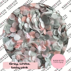 Confeti de boda de papel biodegradable - Gris blanco rosa bebé