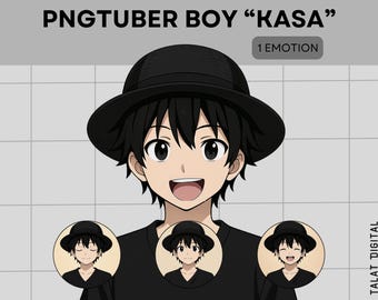 Cute PNGTuber Model, Straw Hat Boy, Reactive Vtuber Asset