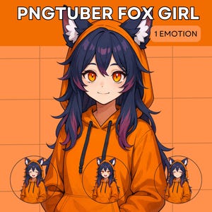 Pngtuber et Vtuber prêts à l'emploi, Black Wolf Girl Pack Modèle préfabriqué, prêt pour le streaming VT Studio Twitch Utilisation commerciale Entièrement truqué Veadotube