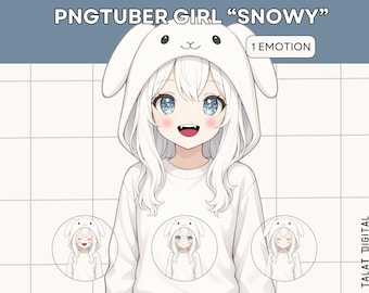 Snowy Chibi Girl PNGTuber Model | Reactive VTuber Avatar (Digital Download)