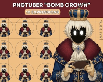 Bomb Crown Void PNGTuber – Animated VTuber Avatar, 10 Expressions