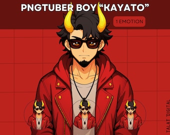 Cool Boy Kayato PNGTuber Model, Twitch Avatar (Instant Download)
